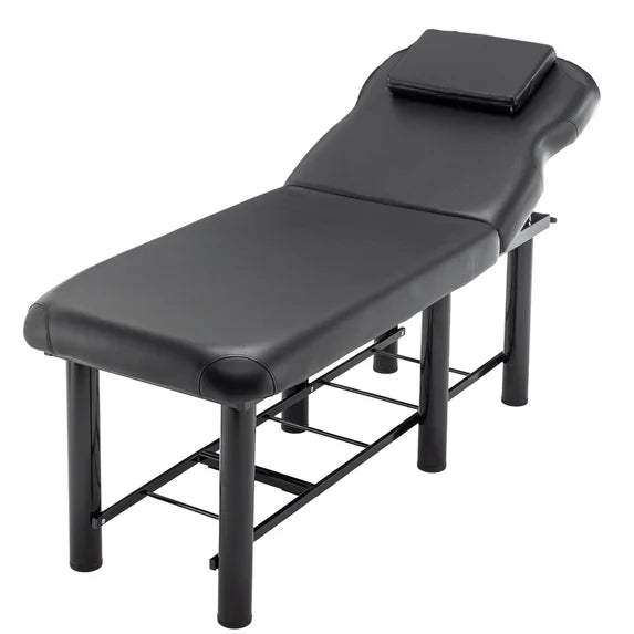 LZBEITEM Black Wide Stationary Massage Table with Backrest for Treatment Table Physical Therapy Table Spa Facial Bed