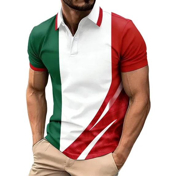 Men's Short Sleeve Button Front Polo Shirt