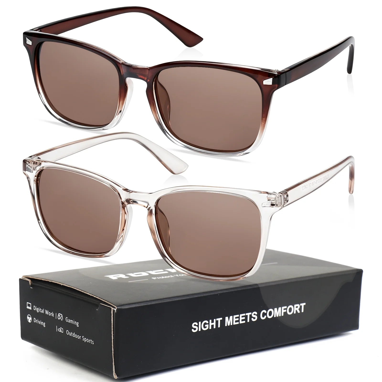 ROCK TAKIN 2-Pack Square Frame Sunglasses